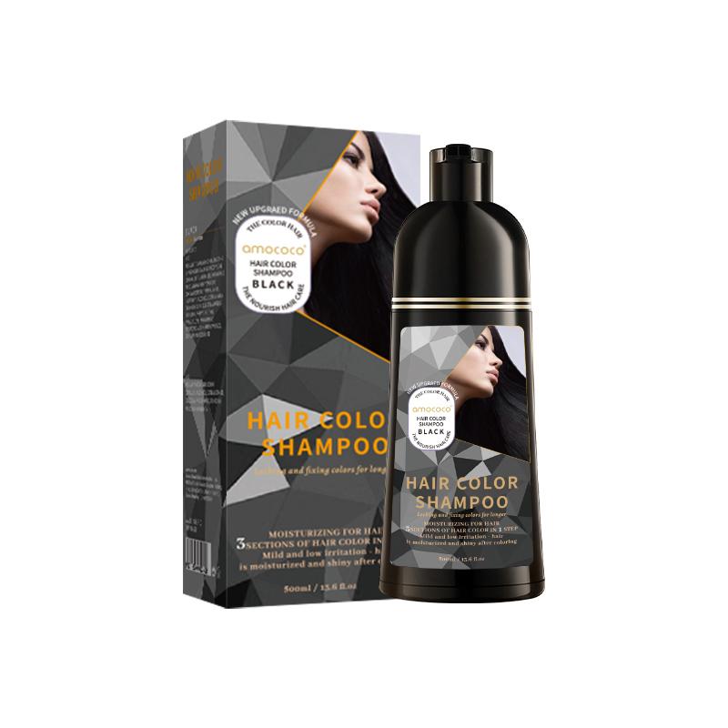 Unisex 500ml Black Hair Color Shampoo - Instant 3 in 1 - 99.9% Gray Hair Coverage - Herbal Ingredients - Multiple Colors Available - Plant Hair Dye - Haircare Summer Gift - Nourishing Conditioner  Cleanser Pack Pack