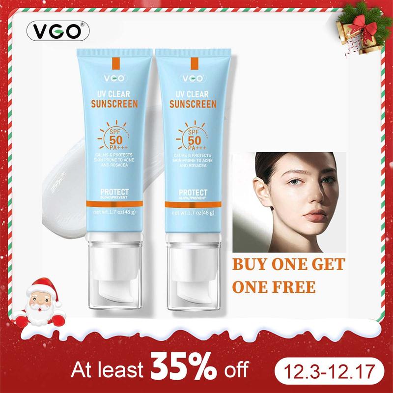 VGO Buy One Get One Free VGO Moisturizing Reflected Ultraviolet Sun Cream SPF 50 PA+++ 48g Facial Skincare Sunscreen Makeup-B2 Case Lactic