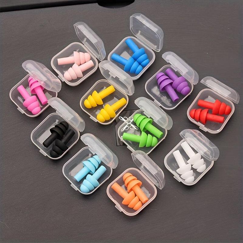 Random Color Silicone Earplugs, 5 Counts Reusable Earplugs, Noise Reduction Earplugs, Earplugs for Swimming, Learning, Sleeping, Sports & Outdoor