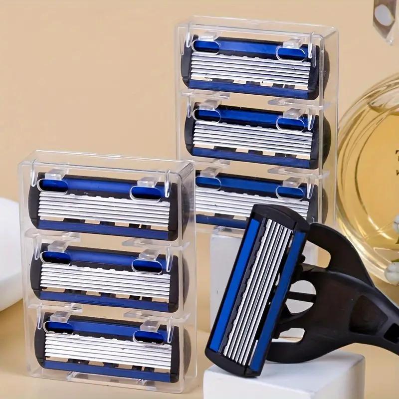 Men's Manual Razor Set, 2 Counts Razor Holder & 24pcs 6-layer Stainless Steel Reusable Razor Blade, Men's Personal Care Products, Christmas Gift