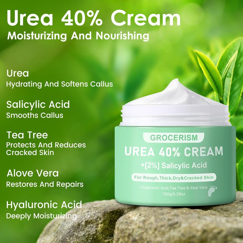 [Merry Christmas] Grocerism Urea Cream 40% (3-Packs) + 2% Salicylic Acid – Max Strength Foot & Hand Cream with Hyaluronic Acid, Tea Tree & Aloe Vera – Deep Moisturizing, Callus Remover, Softens All Skin Types