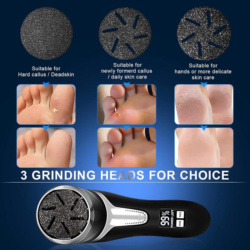 Electric Foot File, 1 Box Rechargeable Foot Callus Remover with Accessories, Waterproof Foot File Tool, Professional Pedicure Tool for Home & Salon Use