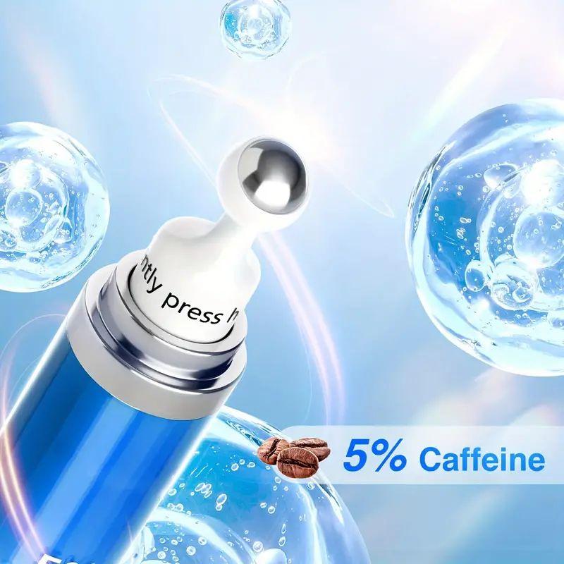 Multi Eye and Eye Roller Cream for Dark Circles and Puffiness with 360° Massage Ball, 15g Lightweight Caffeine Firming Eye Cream Serum Daily