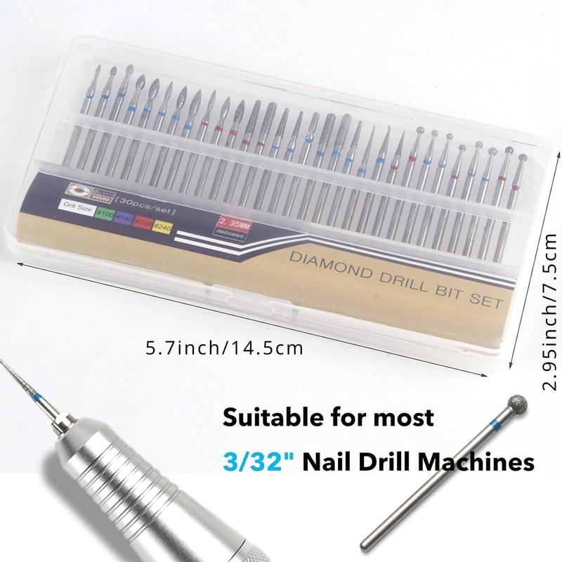 Nail Drill Bits Set, 30pcs set Tungsten Steel Professional Manicure Drill Set, Universal Diamond Drill Bits for Nails, Electric Drill, Manicure & Pedicure Tools