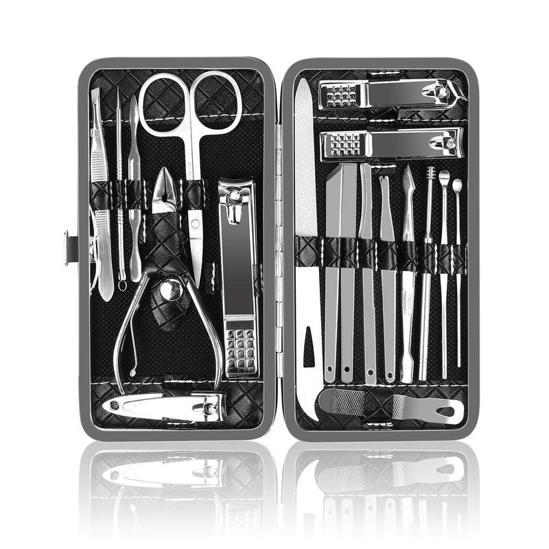 Manicure Kit, Manicure Set, Travel Essentials Nail Kit, Includes Nail Clippers, Nail File and Pedicure Tools for Feet Pedicure Kit, Gifts for Men and Woman, Grooming Kit(19Pcs)