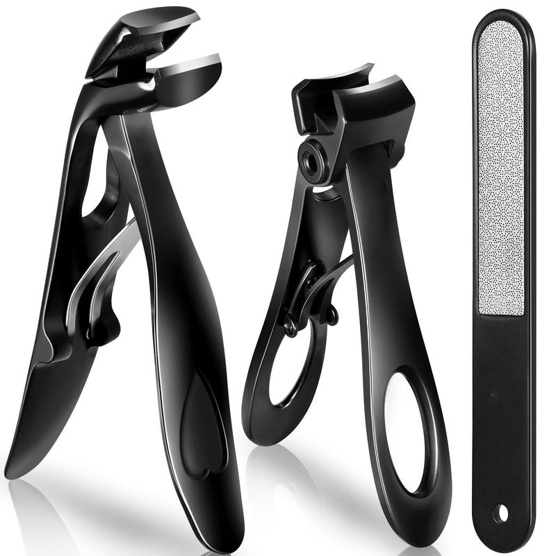 Nail Clippers Set, 3 Counts set Wide Jaw Fingernail Clippers & Angled Head Toenail Clippers for Thick Nail, Professional Nail Clippers for Men & Women