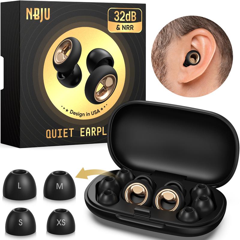 「Christmas Gift」Ear Plugs for Sleeping Noise Cancelling, Reusable Soft Silicone Earplugs Hearing Protection for Concerts, Social Gatherings, Studying, Travel, Swimming, Snoring, Working-Versatile Ear Tip Sizes Comfort Lightweight