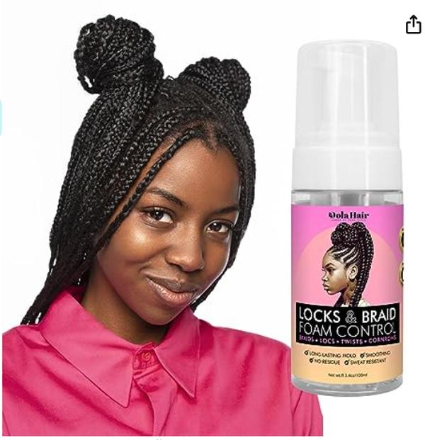 Dolahair Braid Mousse Foam Hair Mousse for Braids Locks Box Braids Curly Hair Setting Mousse for Braids Styling Mousse for Natural Hair Babyhair Edge Setting Mousse (3.4 Fl Oz)