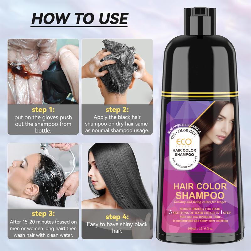 ECO Hair Color Shampoo - Magic Dye for Gray Hair, Lasting Color in Minutes,Ammonia-free (Burgundy) Hair Dye Haircare