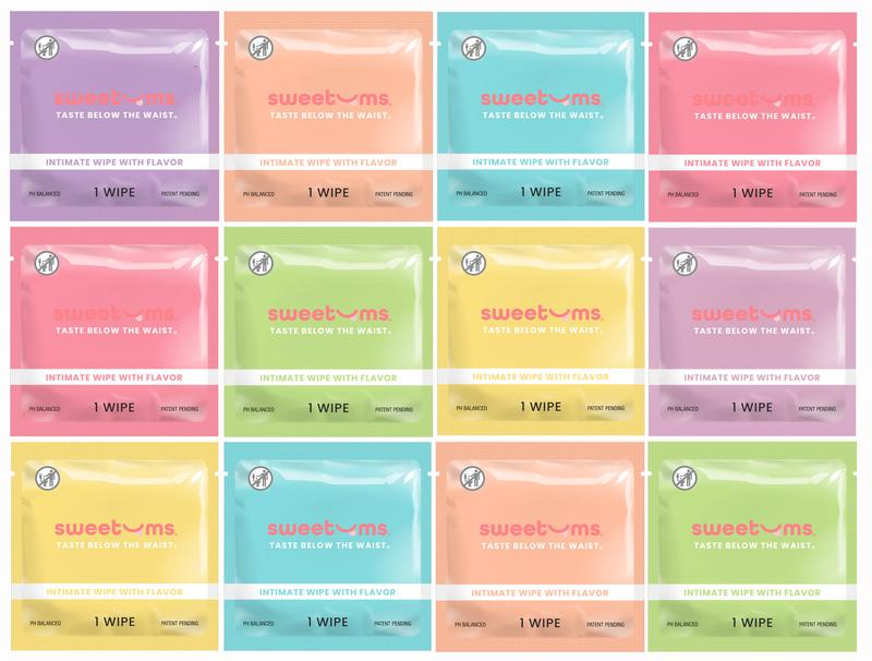 Sweetums flavored wipes sample pack pH balanced gynecologist and dermatologist tested