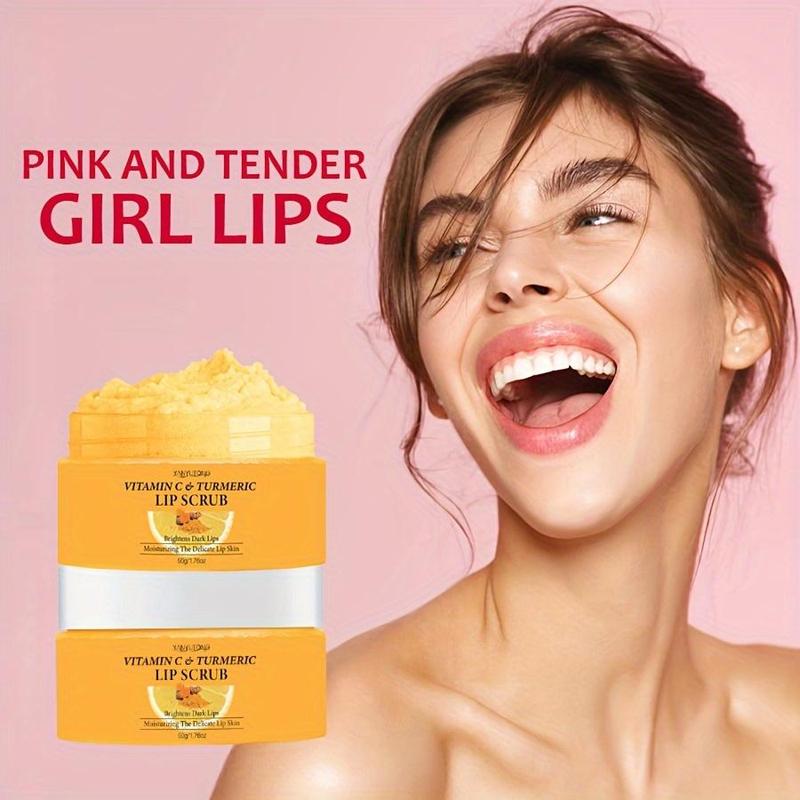 Vitamin C & Turmeric Lip Scrub, 2 Counts set Exfoliating Lip Scrub, Moisturizing Lip Care Product for Women & Girls