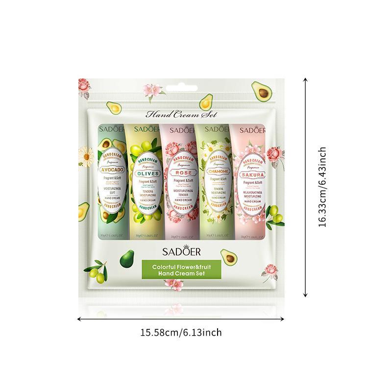 5pcs set Hydrating & Moisturizing Hand Cream Set, Fruit-scented Hand Creams For Soft Skin, Christmas Gift