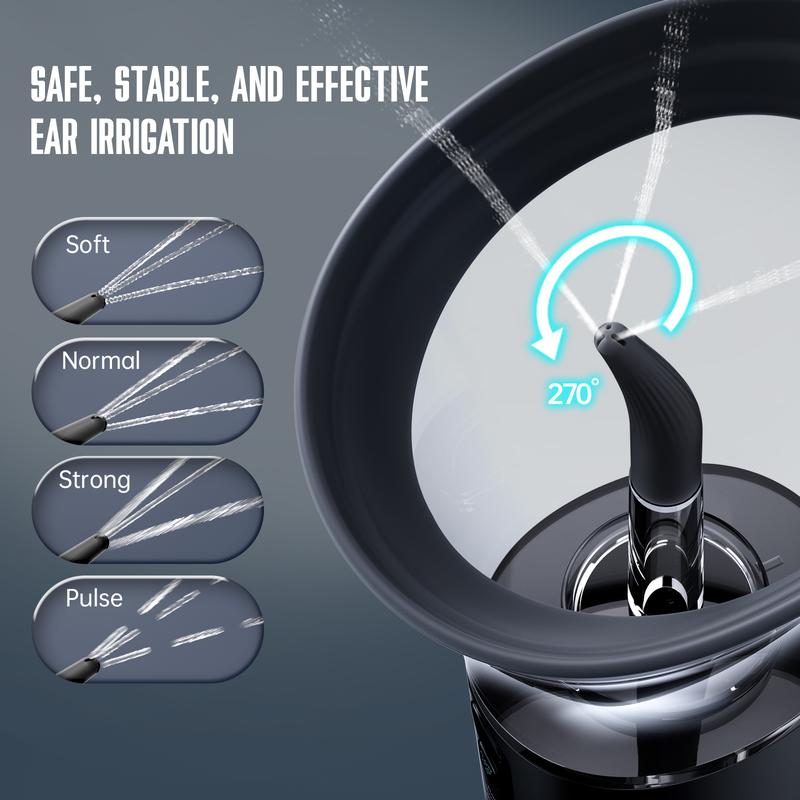 Morfone Ear Wax Removal, Electric Ear Cleaning Kit Effective & Safe Ear Cleaner Irrigation Flushing System 4 Pressure Modes for Ear Wax Buildup, Water Resistant Ear Cleaning Tool USB Rechargeable