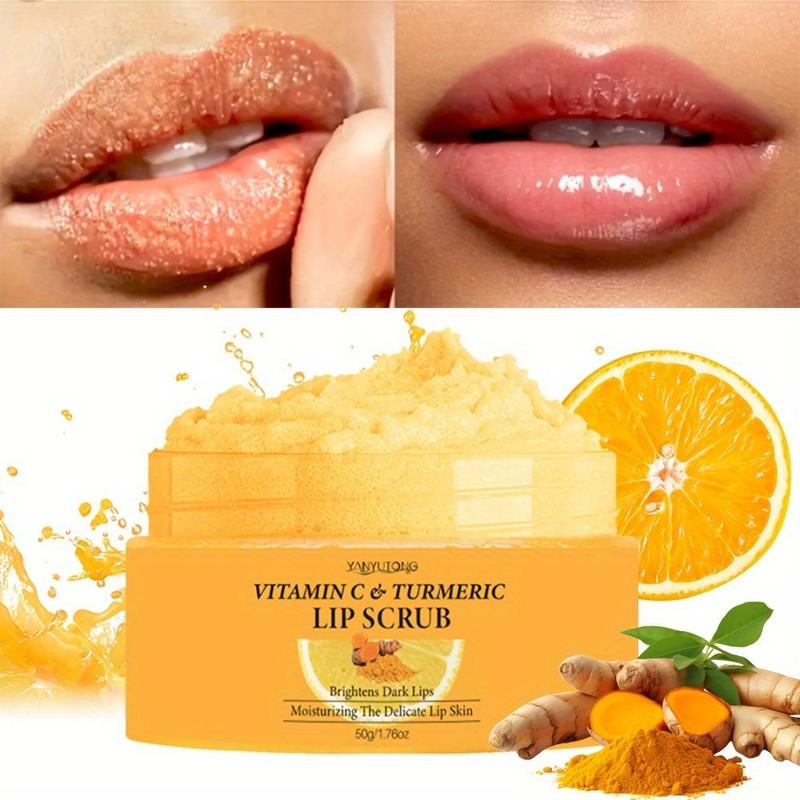 Vitamin C & Turmeric Lip Scrub, 2 Counts set Exfoliating Lip Scrub, Moisturizing Lip Care Product for Women & Girls