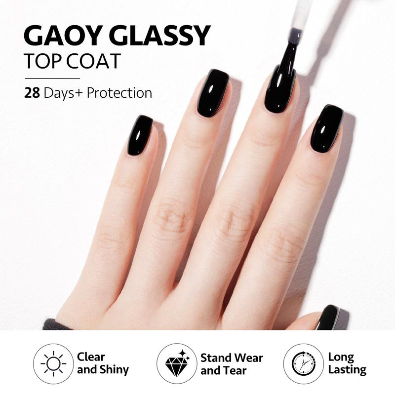 GAOY 16ml 2 Pcs Glassy Gel Top Coat and Base Coat Set,No Wipe Foundation Combination for UV Light Cure Nail Polish