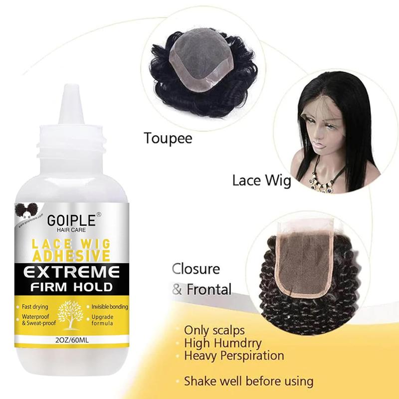 Strong Hold Wig Glue 60ML - Waterproof Lace Front Adhesive for Wigs, Fast Dry Transparent Lace Glue for Hair Replacement