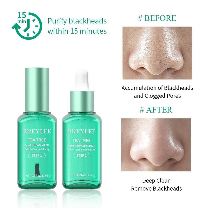 BREYLEE Tea Tree Blackhead Mask Pore Minimizer Serum New Version Shrink Pore Remove Blackhead Deep cleaning Skincare New Upgrade 17ml