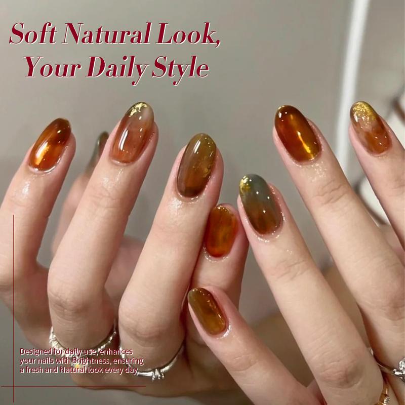 BORN PRETTY Christmas Jelly Gel Nail Polish Sheer Transparent Crystal Gel Nail Polish Brown Red Orange Green Blue Fall Winter Soak off Nail Polish Art Manicure DIY Home Salon Gift for Women 7ml Nail Care