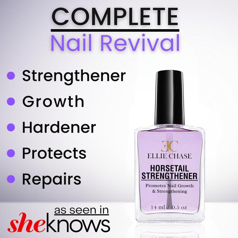 Horsetail Nail Strengthener, Growth, Hardener, Repair Treatment Polish 0.5 OZ Help Splits, Breaks, Thin, Weak, Chipped, Damaged, Cracked, Peeling Nails Grow Strong Hard Thicker Nails