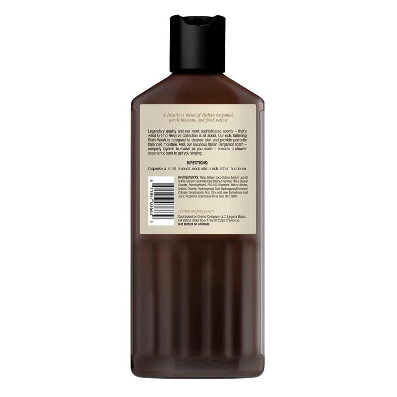 Cremo Rich-Lathering Italian Bergamot Body Wash for Men, Notes of Italian Bergamot, Neroli Blossom, and Fresh Vetiver 16 Fl Oz Body Care Fragrance