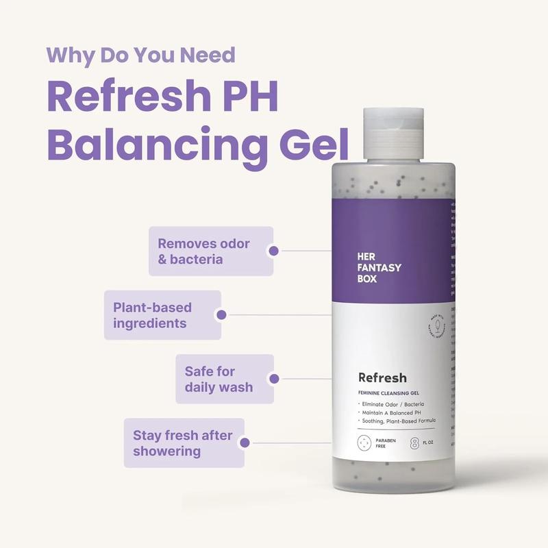 Refresh pH Balancing Shower Gel - Natural Feminine Hygiene Solution for Gentle Cleansing, Odor Control, and Skin Nourishment - pH-Balanced Formula for All Skin Types