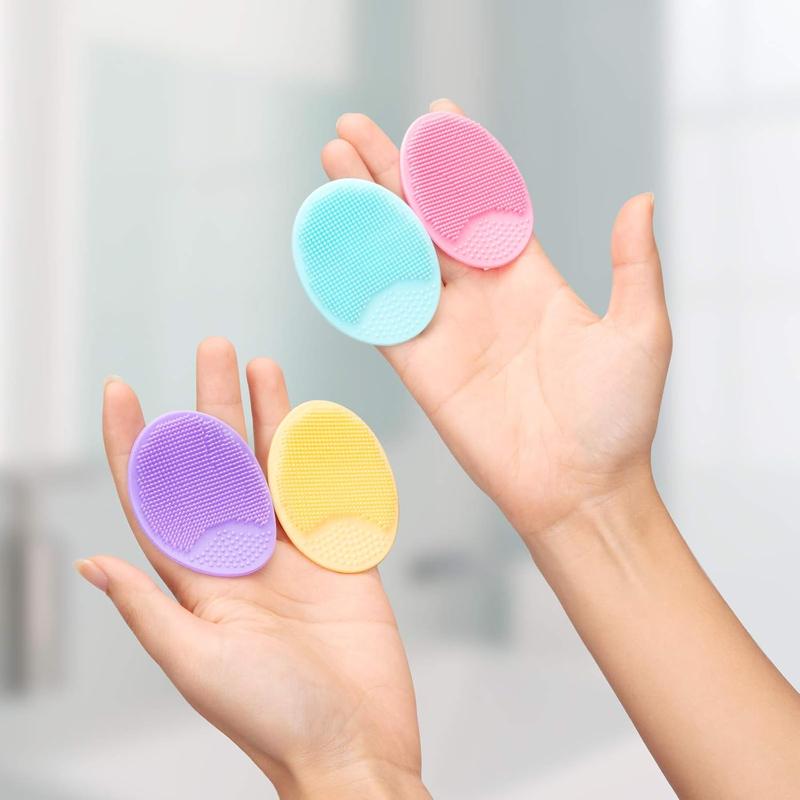 4 Pack Face Scrubber, Soft Silicone Facial Cleansing Brush Face Exfoliator Blackhead Acne Pore Pad Cradle Cap Face Wash Brush for Deep Cleaning Skin Care