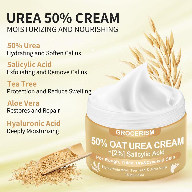 [Merry Christmas] Grocerism Urea Cream 40% (3-Packs) + 2% Salicylic Acid – Max Strength Foot & Hand Cream with Hyaluronic Acid, Tea Tree & Aloe Vera – Deep Moisturizing, Callus Remover, Softens All Skin Types