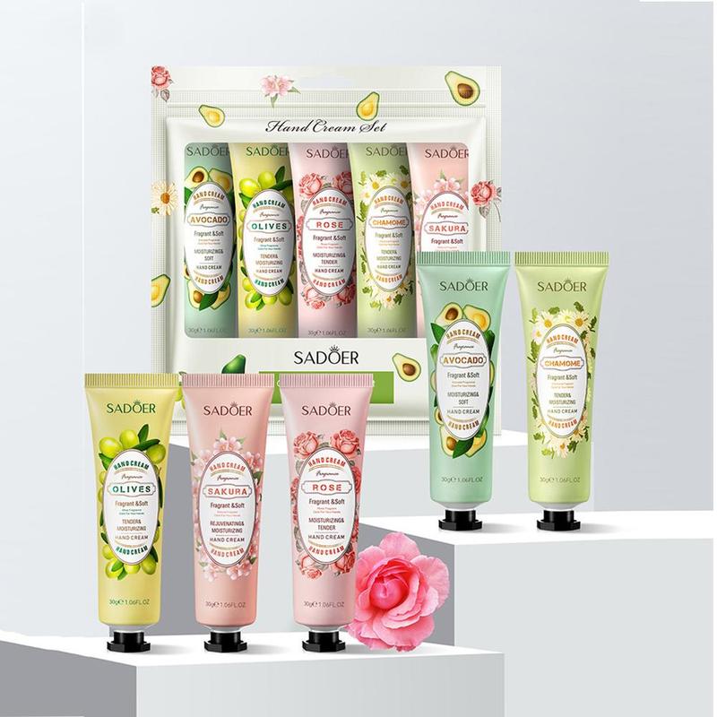 5pcs set Hydrating & Moisturizing Hand Cream Set, Fruit-scented Hand Creams For Soft Skin, Christmas Gift