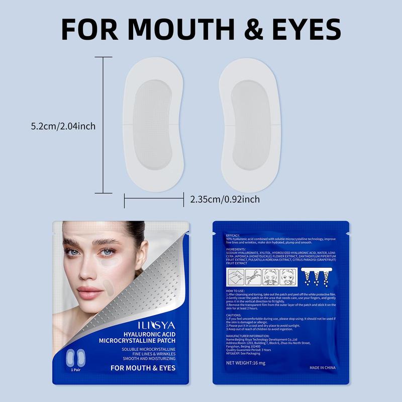 Hyaluronic Acid Micro-needle Patches for Mouth & Eyes, 2 Pairs Moisturizing Eye Patches, Eye Care Products for Women & Men, Daily Skincare Products