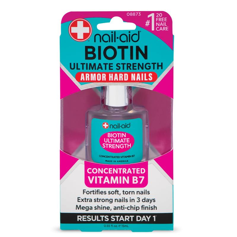 Nail-Aid Biotin Ultimate Strength - Nail Treatment & Strengthener - Clear, 0.55 Fl Oz (08873) Nail Care Nail Polish