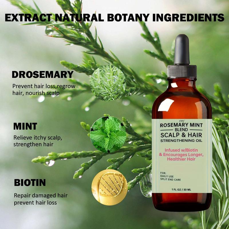 CVC Rosemary Mint Scalp & Hair Strengthening Oil | Boosts Hair Growth & Nourishes Scalp | Daily Split-End Care with Biotin